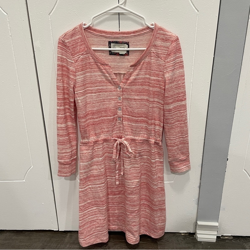 Anthropologie Saturday Sunday Red and White Long Sleeve Dress